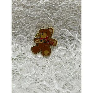 Vintage Olympic Teddy Bear Resin Lapel Pin